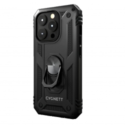 Cygnett Apple iPhone 15 Pro (6.1") Rugged Case - Black (CY4634CPSPC), Integrated kickstand, Secure and magnetic disk mount, 6ft drop protection CY4634CPSPC