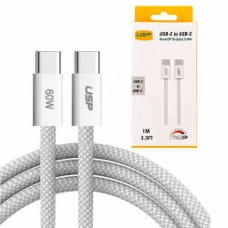 USP USB-C to USB-C PD 60W High Density Braided Fast Charging Cable (1M), 3A Fast & Safe Charge,Strong & Durable, Compatible For iPhone 15 Series 6.98E+12