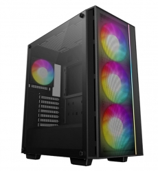 DeepCool MATREXX 55 MESH V4 Full Tempered Glass Side Panel ATX Case. Pre-Installed 3×140mm ARGB PWM Fans, 1×120mm ARGB, Up to 360mm R-MATREXX55-BKAGA4-G-4