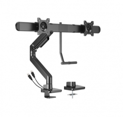 Brateck LDT81-C022UC-B NOTEWORTHY GAS SPRING DUAL MONITOR ARM WITH USB-A/USB-C PORTS Fit Most 17"-32" Monitor Fine Texture Black(new) LDT81-C022UC-B