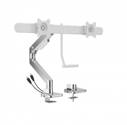 Brateck LDT81-C022UC-W NOTEWORTHY GAS SPRING DUAL MONITOR ARM WITH USB-A/USB-C PORTS Fit Most 17"-32" Monitor Fine Texture White(new) LDT81-C022UC-W