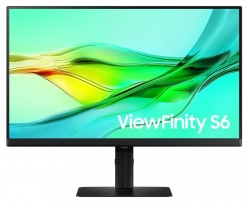 Samsung S6 ViewFinity 24" 100Hz QHD IPS Monitor 2560x1440 16:9 5ms 1000:1 Tilt Swivel Pivot Height VESA 2xDP1.4 HDMI USB LAN HDR10 350cd/m2 LS24D604UAEXXY