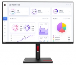 LENOVO ThinkVision T32p-30 31.5"/32" UHD Monitor IPS 4K 3840x2160 16:9 Anti-Glare Height Adjustable Tilt Swivel Pivot DP HDMI 90W USB-C 4xUSB3.1 Hub 63D2GAR1AU