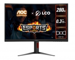 AOC 27" Curved 0.3ms 280Hz,1920 × 1080 (FHD) , Adaptive Sync, HDR10, HDMI 2.0 × 1,DisplayPort 1.4 × 1,Curved Gaming Monitors C27G4Z