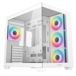 DeepCool CG530 4F WH ATX Case, Tempered Glass,4 Pre-Instaled Fans, USB3.0×2、Gen2 Type-C x1、Audio/Mic×1, Cable, Supports Rear Connect R-CG530-WHADA4-G-1