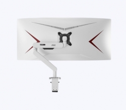 AOC AM402W White Desk-mount Monitor Arm aluminum Alloy Structure. Mechanical Spring. Full Range Motion 17-34" up to 9KG VESA 100 and 75mm AM402W