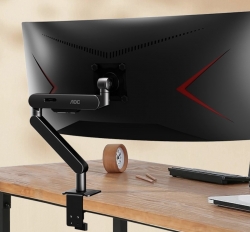 AOC AM406G Gray Desk-mount monitor arm with aluminum Alloy Structure. Mechanical Spring. Full Range Motion 17-40" up to 12KG VESA 100 and 75mm AM406G
