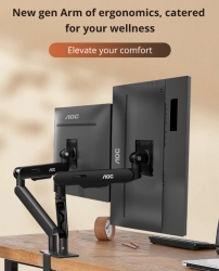 AOC AM420S Dual Mount Black, 2-9kg per Arm, 17-34" VESA 75 and 100. Clamp and Grommet mount, Mechanical Spring, Monitor Arm AM420B