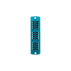 LEVITON | SDX Precision Molded Plate | 50/125um Multimode Laser Optimised OM3/4, Quad LC, 24 Fibres, Zirconia Ceramic Sleeve | Aqua - LE-5F100-4QL