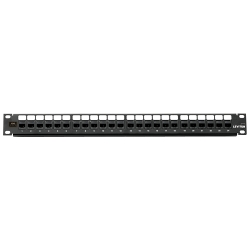 LEVITON | 1RU 24-Port Cat 6A Flat QUICKPORT™ Patch Panel | Black - LE-6910G-U24