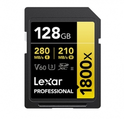 Lexar Professional 1800x 128G SDXC™ UHS-II Card GOLD Series 128GB—C10, UHS-II(U3), V60, 1800x, up to 280MB/s read, 210MB/s write LSD1800128G-BNNNG