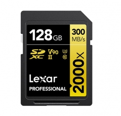 Lexar Professional 2000x 128GB SDHC™/SDXC™ UHS-II Card GOLD Series 128GB – C10, UHS-II (U3), V90, up to 300MB/s read, 260MB/s write LSD2000128G-BNNNG