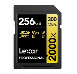 Lexar Professional 2000x 256GB SDHC™/SDXC™ UHS-II Card GOLD Series 256GB – C10, UHS-II (U3), V90, up to 300MB/s read, 260MB/s write LSD2000256G-BNNNG