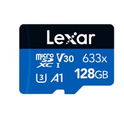 Lexar High-Performance 633x 128GB microSDHC™/ microSDXC™ UHS-I Card BLUE Series +adaptor 128GB – C10, A1, UHS-I (U3), V30, up to 100MB/s read, 45MB/s LSDMI128BB633A