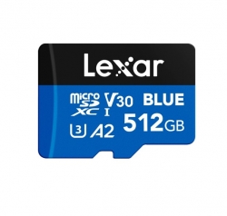 Lexar BLUE microSDXC™ UHS-I Card 512GB 512GB - C10, A2, UHS-I(U3), V30, up to 160MB/s read Multi-Card 3-in-1 USB 3.1 Reader marked with Rev B LMSBLUE512G-BNANG