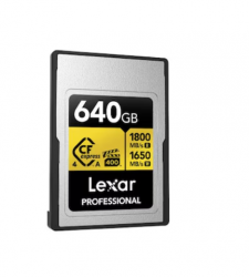 Lexar Professional GOLD CFexpress™ 4.0 Type A Card 640GB -- Cfexpress 4.0 Type A Professional Gold Series, up to 1800MB/s read, 1650MB/s write LCAGOLD640G-RNENG