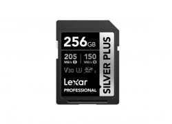 Lexar Professional SILVER PLUS 256GB SDXC™ UHS-I Card speeds of up to 205MB/s and 150MB/s and supports seamless recording of FULL-HD and 4K videos LSDSIPL256G-BNNNG