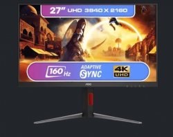 AOC 27' 4K IPS HDR400 W-LED 16:9, 3840 x 2160 UHD Speakers HDMI 2.1 x 2 DisplayPort 1.4 x 1 Gaming and Multimedia Monitor