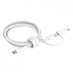 Belkin BoostCharge Pro 2-in-1 Cable With USB-C and Lightning Connector - White(CAC003fq1.5MWH), 480Mbps, Lightning Connector Adaptor, 2 Years Warranty CAC003fq1.5MWH