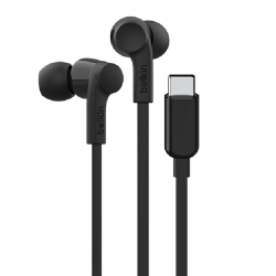 Belkin SoundForm Headphones With USB-C Connector (USB-C Headphones) - Black (G3H0002fqBKV2), Sweat and Splash Resistance, Built-In Microphone, 2YR G3H0002fqBKV2