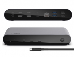 Belkin Connect Pro Thunderbolt 4 Dock - Space Grey (INC006auSGY),4xUSB-A 1xSD 1xAudio 1xThunderbolt 1xGB Ethernet Dual Display 90W PD Docking Station INC006auSGY