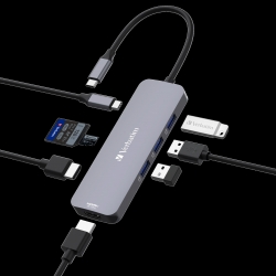 Verbatim USB-C Pro Multiport Hub 8 Ports,2 x HDMI, 3 x USB-A 3.2 Gen1, 1 x SD card slot, 1 x microSD card slot, 1 x USB-C PD 32151