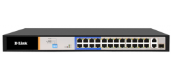 D-Link | DES-F1026P-E | 26 Port PoE Switch with 24 PoE Ports (8 Long Reach 250m) and 2 Gigabit Uplink Ports - DL.DES.F1026P.E
