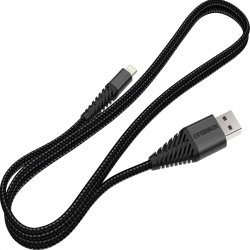 OtterBox Lightning to USB-A Cable (1M) Black - (78-51253), 2.4 AMP, Rugged, Durable, Nylon Weaving, Apple iPhone/iPad/MacBook, 2 Years Warranty 78-51253
