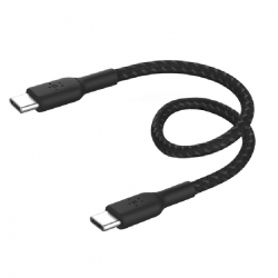 Belkin BoostCharge Braided USB-C to USB-C Cable (0.15M) - Black (CAB004bt0MBK), 60W, 480Mbps, 30K+ bend, 2 Year Warranty CAB004bt0MBK