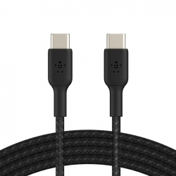 Belkin Boostcharge USB-C to USB-C Braided Cable 0.15M - White (CAB004bt0MWH), 60W, 30K+ bend, Certified by USB-IF to meet all electrical, 2YR CAB004bt0MWH