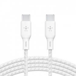 Belkin BoostCharge USB-C to USB-C Cable 3M - White (CAB014bt3MWH), 100W, 480Mbps,30K bend, Samsung Galaxy,iPad,MacBook,Google,OPPO,Nokia,2YR CAB014bt3MWH