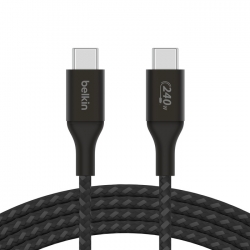 Belkin BoostCharge USB-C to USB-C Cable 1M - Black (CAB015bt1Mbk), 240W, 480Mbps, 30K bend, Samsung Galaxy, iPad, MacBook, 2 Years Warranty CAB015bt1Mbk