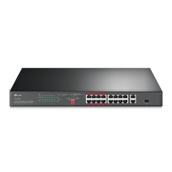 TP-Link TL-SL1218P | 16 Port 10/100Mbps + 2 Port Gigabit Rackmount Switch with 16 Port PoE+ - 006.008.0159