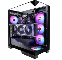OKINOS AQ93 3-Sided Pannoramic ViewTempered Glass ,ATX USB-C, Pre-Installed 2×120mm ARGB PWM Fan, Mid Tower Case CAO-AQ93