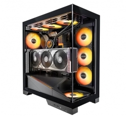 OKINOS AQ9 ARGB,Pre-Installed 5×120mm ARGB PWM Fan, ATX Mid Tower PC Case,Computer case with Panoramic View,Tempered Glass Side Panel,Type C Port CAO-AQ9ARGB