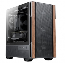 OKINOS Cypress 3 Genuine Walnut Wood MicroATX with 4×120mm, USB-C, 3 Pin Non-PWM Case Fans Pre-Installed,Temper Glass Side Panel, Case CAO-CP3WOOD