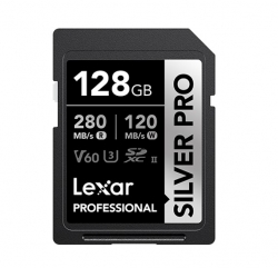 Lexar Professional SILVER PRO 128GB SDXC™ UHS-II Card 128GB—C10, UHS-II(U3), V60, Silver Pro, up to 280MB/s read, 120MB/s write LSDSIPR128G-BNNNG