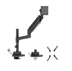 Brateck LDT80-C012UCP Super Heavy-Duty Pole-Mounted Gas Spring Monitor Arm with USB-A and USB-C Ports, Matte Black(new) LDT80-C012UCP
