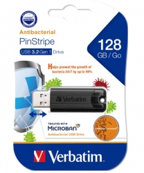 Verbatim 128GB Antibacterial Pinstripe USB 3.0 Drive (with Microban ) Black