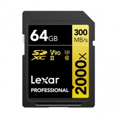 Lexar Professional 2000x 64GB SDHC™/SDXC™ UHS-II Card GOLD Series 64GB – C10, UHS-II (U3), V90, up to 300MB/s read, 260MB/s write LSD2000064G-BNNNG