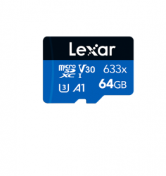 Lexar High-Performance 633x 64GB microSDHC / microSDXC UHS-I Card BLUE Series without adaptor 64GB C10, A1, UHS-I (U3), V30, up to 100MB/s read, 45