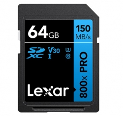 Lexar High-Performance 800x PRO 64GB SDHC' SDXC UHS-I Card BLUE Series up to 150MB/s1 shoot high-quality images and stunning 1080p Full-HD and 4K UHD