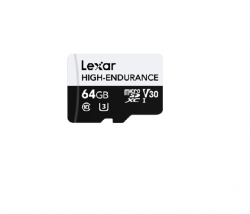 Lexar High-Endurance microSDXC UHS-I cards 64GB High-Endurance microSDXC UHS-I, C10, UHS-I (U3), V30, up to 100MB/s read, up to 35MB/s write