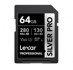 Lexar Professional SILVER PRO 64GB SDXC™ UHS-II Card 64GB—C10, UHS-II(U3), V60, Silver Pro, up to 280MB/s read, 130MB/s write LSDSIPR064G-BNNNG