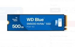 Western Digital WD Blue SN5000 NVMe 500GB SSD M.2 2280, 5,000MB/s R 4,000MB/s W, 460K IOPS R / 770K IOPS W, PCIe Gen4 x4, 5-Y Warranty