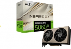 MSI nVidia GeForce RTX™ 5060 Ti 16G INSPIRE 2X OC, PCI Express® Gen 5 x16, Boost: 2617 MHz, CUDA 4608 Units, 16GB GDDR7, HDMI™ x 1 GeForce RTX 5060 Ti 16G INSPIRE 2X OC