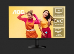 AOC 27' 4K 3840 x 2160 (UHD), IPS 60Hz, 4ms, HDR10,Low Blue Mode,HDMI 2.0 2, DisplayPort 1.4 1, Office and Home Monitor
