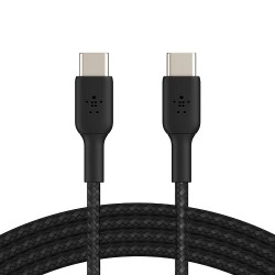 Belkin BoostCharge Braided USB-C to USB-C Cable (1M) - Black (CAB004bt1MBK), 60W, 480Mbps, 30K+ Bends,Samsung Galaxy,USB-IF Certified,2 Years Warranty