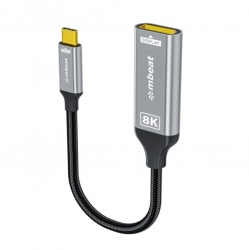 mbeat Tough Link 8K USB-C to DP Adapter - Space Grey USB-C (male) to DisplayPort (female) Up to 32.4Gbps (DisplayPort 1.4)
