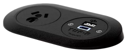 OE Elsafe | PIP2 648500 | Mounted Desktop Power 1 x GPO 1 x TUF-R 25W with 2000mm Lead and 10a Three Pin Plug | BLACK